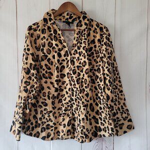 Lane Bryant Blouse, Women’s Plus Sz 20 Leopard Print Button-up, V-neck EUC
